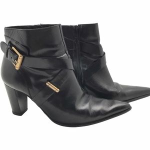 San Marina Black Leather Mini Boots/Booties - Size 36